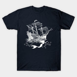 Mermaid and Galleon Ship T-Shirt